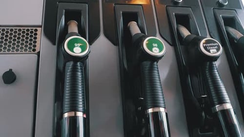 Gasoline or Petrol Station Gas Fuel Pump Nozzle. Different Gasoline Gun