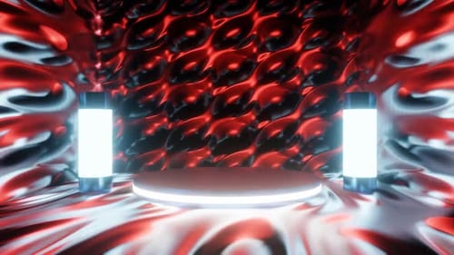 Cylinder geometric podium stage in Red and Blue Abstract backgrounds