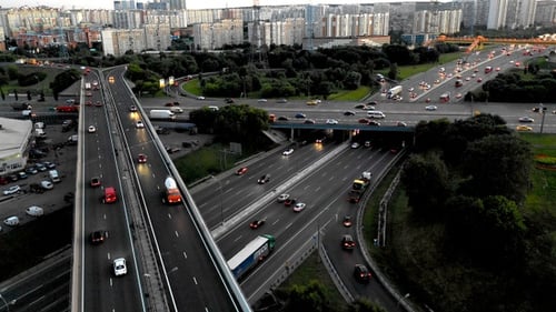 Evening Highway Suburbia Interchange