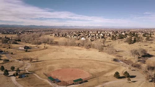 Park Baseball Field Neighborhood Aerial View
