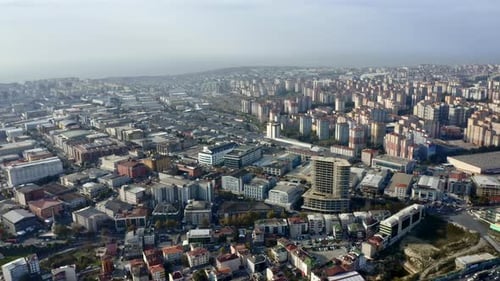 Pull in Aerial Shot of the Beautiful City of Istanbul and Its Surrounding Buildings