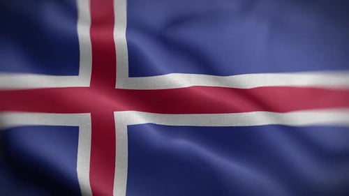 Realistic Waving National Flag of Iceland Animation Loop