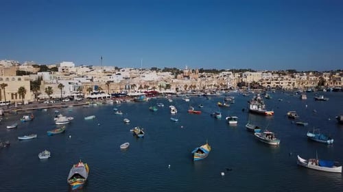 Aerial View of Marsaxlokk Harbour, Malta