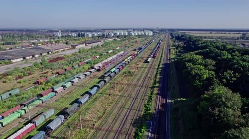 Railway Station with Lots of Lines and Freight Trains