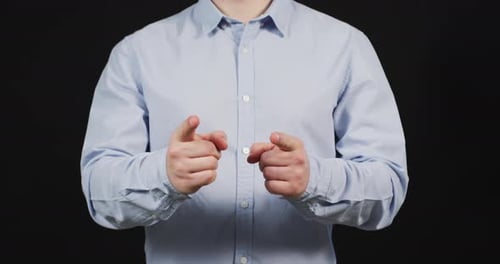 Pointing forward with both hands
