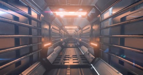 Tunnel avec des lumières jaunes se déplaçant en boucle
