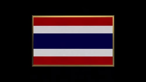 3D Thailand Flag Rotating with Golden Frame