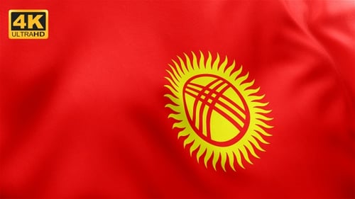 Realistic Waving Kyrgyzstan National Flag Animation