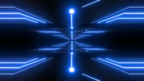 Dynamic Abstract Neon Light Tunnel Flythrough Background