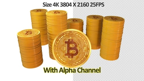 Bitcoin Coins 360 rotierende Looping-Hintergrund