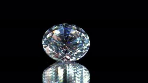 Rotating Diamond on Black Background Close Up