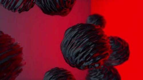 Abstract Organic Morphing Shapes on Red Background