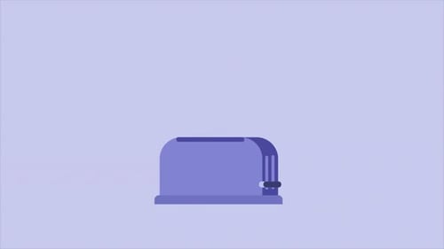 Flat Design Toaster Animation with Burnt Bread