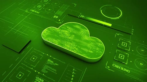 Cloud data transfer. Cloud computing technology and online data storage for business network concept