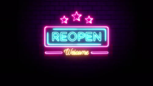 Animated Neon Reopen Welcome Sign