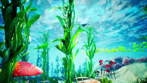 Manta Ray Swimming Through Vibrant Animated Underwater World