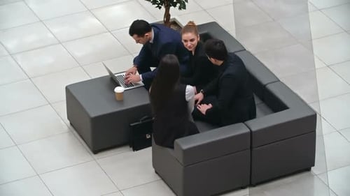 Business Discussion on Leather Sofa