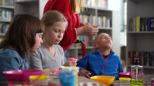 Children Doing Art Project in Classroom