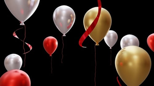 Elegant Floating Metallic Balloons and Ribbons Celebration Background