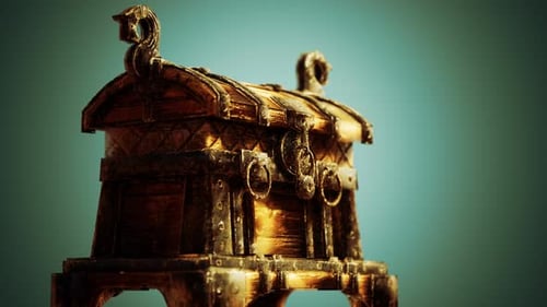 Animated Ornate Wooden Treasure Chest