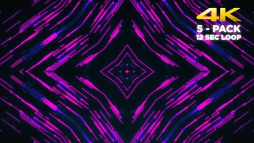 Neon Glowing Geometric Kaleidoscope Background Loop