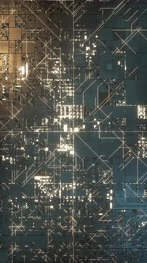 Vertical Futuristic Data Network with Glowing Lines Background