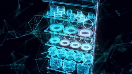 Market Shelf Plates And Pots Hologram Close Up Hd