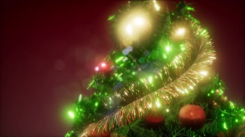 Animated Festive Christmas Tree with Glowing Star and Colorful Lights