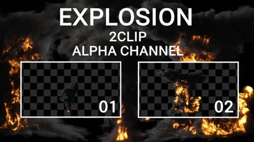 Two Realistic Fire Explosion Effects with Alpha Channel