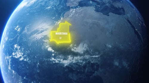 Earh Zoom In Space To Mauritania Country Alpha Output