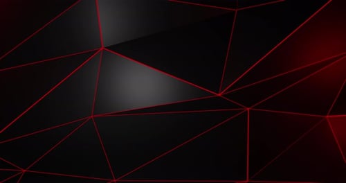 Abstract Geometric Low Poly Background with Red Glowing Lines