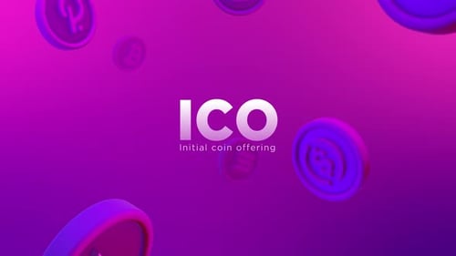 ICO Initial Coin Offering Cryptocurrency Falling Coins Background Loop