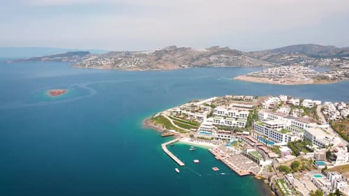 Bird Eye View of the City with Hotels and White Houses Onthe Ocean Coast at Noon