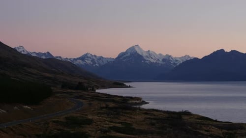 Morning Aerial flight towards Mt.Cook New Zealand