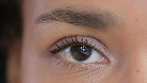 Close Up of One Blinking Eye of African Woman
