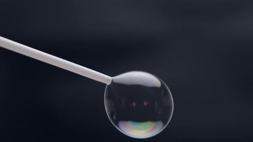 Close Up of a Soap Bubble on Wand