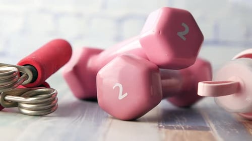 Fitness Equipment Close Up on Table