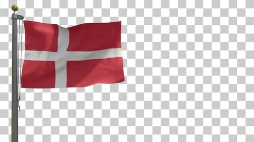 Realistic Denmark Flag Waving Loop with Alpha Channel