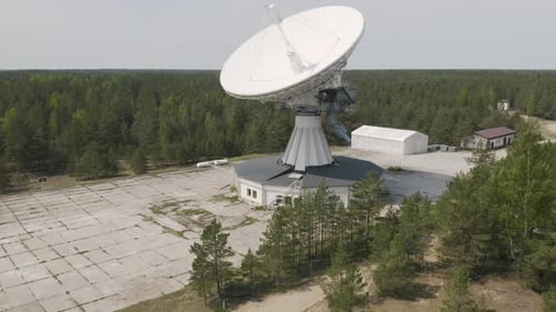 Aerial View of Radio Telescope Amidst Forest