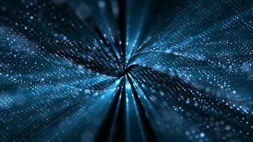 Futuristic Digital Particle Network Tunnel Loop Background