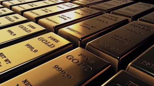 Gold Bars Or Gold Bullion 3d Animation Of A Lot Of Gold Ingots V2 4k