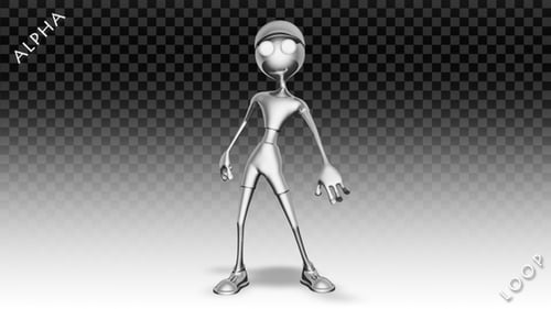 3D Silberner Mann - Cartoon Positiv Dance