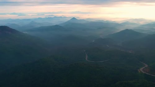 4K aerial view from a drone flying over the valley