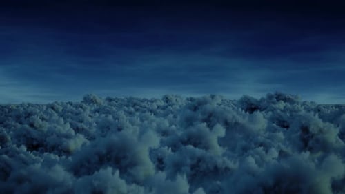 Fyling Over Storm Clouds At Night Moonlight Seamless Loop