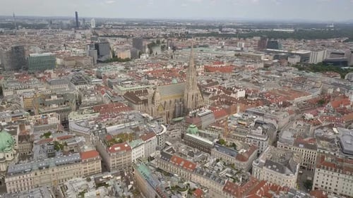 Vienna City Skyline Aerial Shot AERIAL View of Vienna Cathedrals and Cityscape City of Vienna