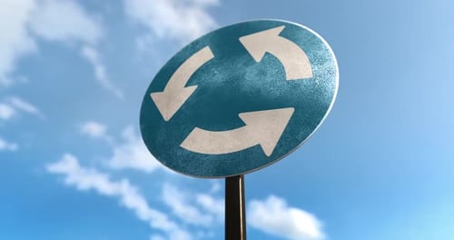 Animated Recycling Sign Loop on Blue Sky