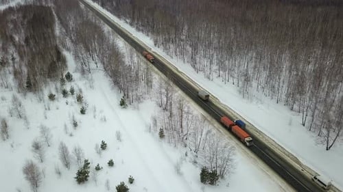 Trucks On Winter Highway