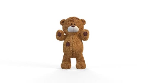 Cute Brown Teddy Bear Waving Hello Animation