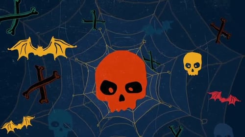 Halloween Grunge Animated Background with Skulls and Bats