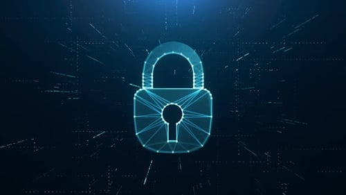 Futuristic Digital Padlock Security Icon Animation Reveal